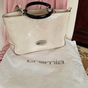 Cromia Genuine Leather Handbag.  Cream color.